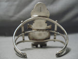 Towering Huge Vintage Native American Navajo Turquoise Kachina Sterling Silver Bracelet Old-Nativo Arts