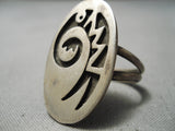 Rare Vintage Native American Hopi Navajo Sterling Silver All Silver Ring-Nativo Arts