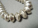 Hand Wrought Vintage Native American Navajo Sterling Silver Graduating Bead Necklace-Nativo Arts