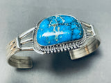 Vivid Native American Navajo Intense Turquoise Sterling Silver Bracelet Signed-Nativo Arts