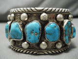 Huge Vintage Native American Navajo Pat Yazzie Turquoise Sterling Silver Bracelet Old-Nativo Arts