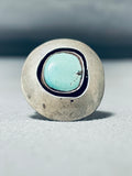 Amazing Vintage Native American Navajo #8 Turquoise Mine Sterling Silver Shadowbox Ring-Nativo Arts