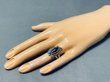 Stunningly Beautiful Native American Navajo Hematite Sterling Silver Ring-Nativo Arts