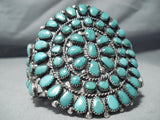 One Of The Best Vintage Native American Navajo Turquoise Cluster Sterling Silver Bracelet Old-Nativo Arts