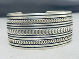 One Of The Most Detailed Hand Stamped Vintage Native American Navajo Sterling Silver Bracelet-Nativo Arts