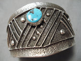 Ornamental Native American Navajo Sleeping Beauty Turquoise Sterling Silver Bracelet-Nativo Arts