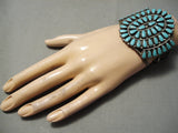 Huge Vintage Native American Navajo Tears Of Joy Turquoise Sterling Silver Bracelet Old-Nativo Arts
