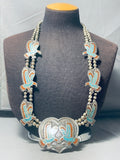 200 Gram Will Singer Vintage Native American Navajo Sterling Silver Squash Blossom Necklace-Nativo Arts