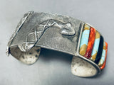 Snake Inlay Signed Vintage Native American Turquoise Sterling Silver Bracelet-Nativo Arts