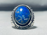 Brilliant Raymond Begay Vintage Native American Navajo Lapis Sterling Silver Ring-Nativo Arts