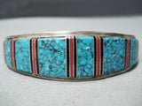 Impeccable Detail!! Vintage Native American Navajo Spiderweb Turquoise Sterling Silver Bracelet-Nativo Arts