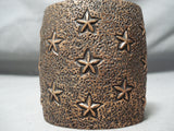 Amazing Navajo Huge Handcarved Copper Bracelet Native American-Nativo Arts