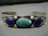 Native American Important Jeanette Dale Royston Turquoise Sterling Silver Bracelet Cuff-Nativo Arts