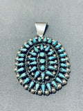 Brilliant Vintage Native American Zuni Blue Gem Turquoise Sterling Silver Pendant-Nativo Arts