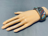 One Of Most Intricate Vintage Southwestern Turquoise Sterling Silver Bracelet-Nativo Arts