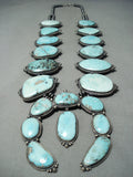 456 Grams Big Vintage Native American Navajo Turquoise Sterling Silver Squash Blossom Necklace-Nativo Arts