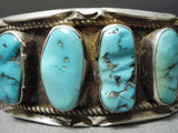 Opulent Vintage Native American Navajo Turquoise Sterling Silver Heavy Bracelet Old-Nativo Arts
