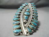 Big Waving Native American Navajo Turquoise Cluster Sterling Silver Ring-Nativo Arts
