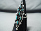 Marvelous Vintage Native American Zuni 7 Blue Gem Turquoise Sterling Silver Ring-Nativo Arts