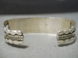 Striking Vintage Native American Navajo Turquoise Sterling Silver Bracelet Old-Nativo Arts
