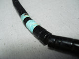 Native American Remarkable Vintage Navajo Turquoise Jet Mother Of Pearl Necklace-Nativo Arts