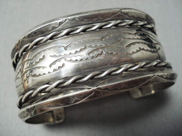 Hand Wrought Vintage Native American Navajo Sterling Silver Bracelet-Nativo Arts