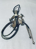 Biggest Best Vintage Native American Zuni Turquoise Kachina Sterling Silver Bolo Tie-Nativo Arts