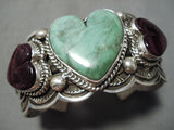 One Of Best Native American Navajo Royston Turquoise Heart Sterling Silver Bracelet-Nativo Arts