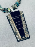 One Of The Most Unique Vintage Native American Navajo Turquoise Inlay Sterling Silver Necklace-Nativo Arts