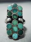 Early 1900's Vintage Native American Zuni Dishta Cerrillos Turquoise Sterling Silver Ring Old-Nativo Arts