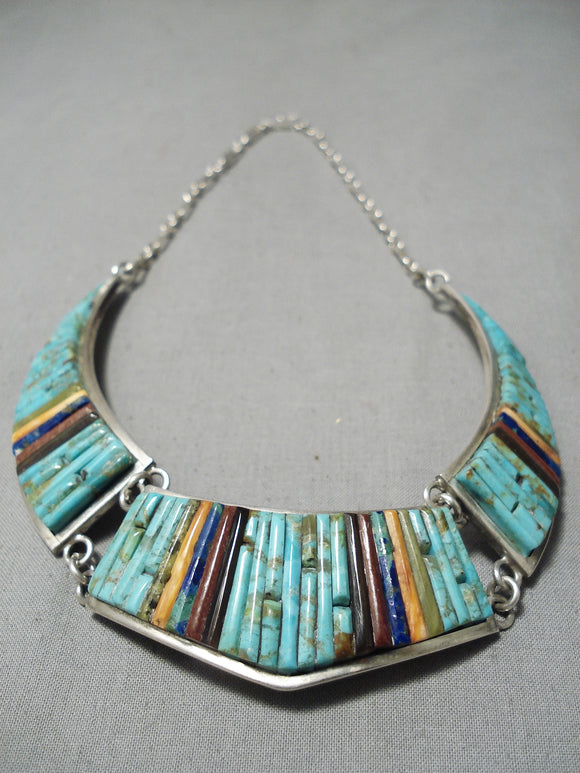 Charles Loloma Student Vintage Native American Navajo Turquoise Sterling Silver Necklace-Nativo Arts