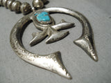 Incredible Vintage Native American Navajo Turquoise Sterling Silver Squash Blossom Necklace-Nativo Arts