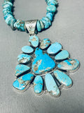 Majestic Native American Navajo Turquoise Sterling Silver Gigantic Necklace-Nativo Arts