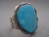 130 Grams Monster Vintage Navajo 'Deep Sea Blue' Turquoise Native American Jewelry Silver Bracelet-Nativo Arts