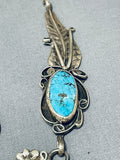 One Of A Kind Vintage Native American Hopi Morenci Turquoise Sterling Silver Necklace-Nativo Arts