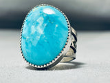 Tremendous Native American Navajo Kingman Turquoise Sterling Silver Ring-Nativo Arts