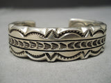 So Thick And Heavy!! Vintage Native American Navajo Sterling Silver Hand Tooled Bracelet-Nativo Arts