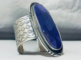 175 Gram One Of Best Vintage Native American Navajo Lapis Sterling Silver Bracelet-Nativo Arts