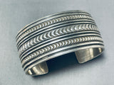 One Of The Most Detailed Hand Stamped Vintage Native American Navajo Sterling Silver Bracelet-Nativo Arts
