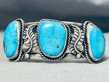 Astounding Vintage Native American Navajo Pilot Mountain Turquoise Sterling Silver Bracelet-Nativo Arts