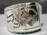 Huge Modernistic Native American Navajo Turquoise Sterling Silver Side Inlay Bracelet-Nativo Arts