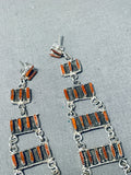 Tiers Of Gorgeous Native American Navajo Coral Sterling Silver Earrings-Nativo Arts