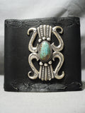 Impressive Vintage Native American Navajo Royston Turquoise Sterling Silver Bowguard Old-Nativo Arts