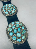 Gasp! Vintage Native American Navajo Turquoise Cluster Sterling Silver Concho Belt-Nativo Arts
