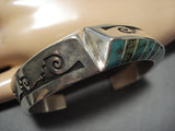 Native American Important!! Lonn Parker Green Turquoise Sterling Silver Bracelet-Nativo Arts
