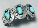 Willy Carviso Vintage Native American Navajo Turquoise Sterling Silver Bracelet Old-Nativo Arts