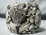 210 Gram Monster Buffalo #8 Turquoise Native American Sterling Silver Bracelet-Nativo Arts