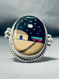 Important Top 5 Native American Navajo Inlay Artists Native American Navajo Turquoise Sterling Silver Ring-Nativo Arts