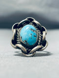 Exceptional Vintage Native American Navajo Blue Diamond Turquoise Sterling Silver Ring-Nativo Arts
