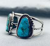 Phenomenal Vintage Native American Navajo Old Kingman Turquoise Sterling Silver Bracelet-Nativo Arts